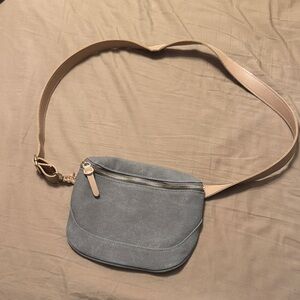 Birdling Gray Canvas with Leather strap Fanny Pack/Crossbody Bag